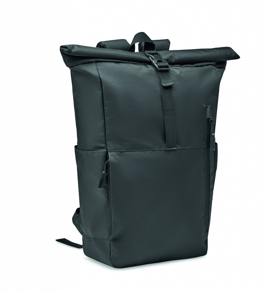Logo trade promotional gift photo of: 300D RPET rolltop backpack