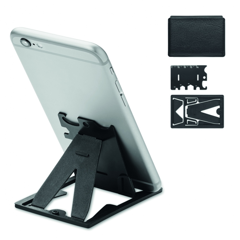 Logo trade advertising products image of: Multi-tool pocket phone stand