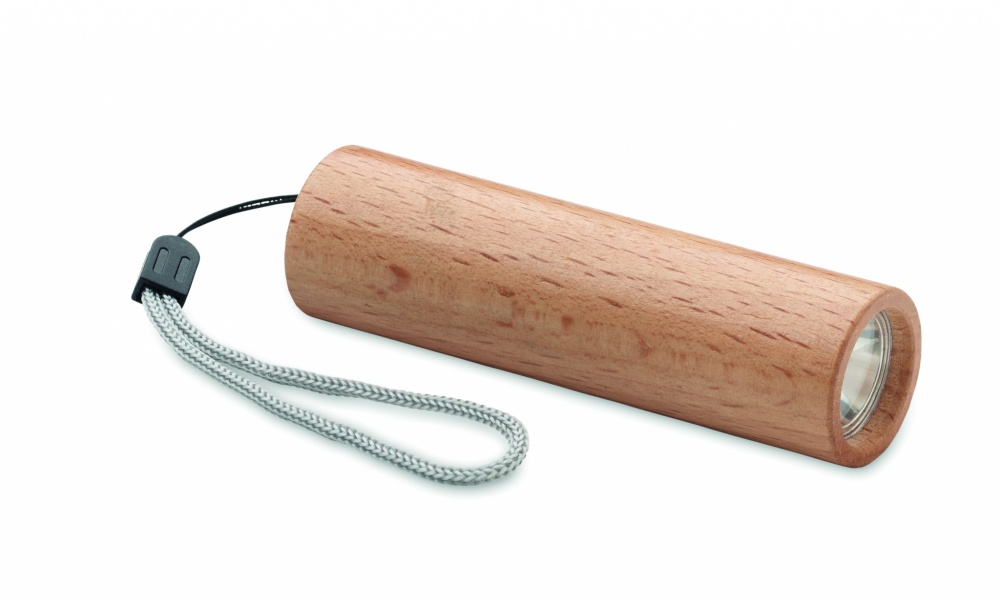 Logo trade promotional items picture of: Beech wood rechargeable torch