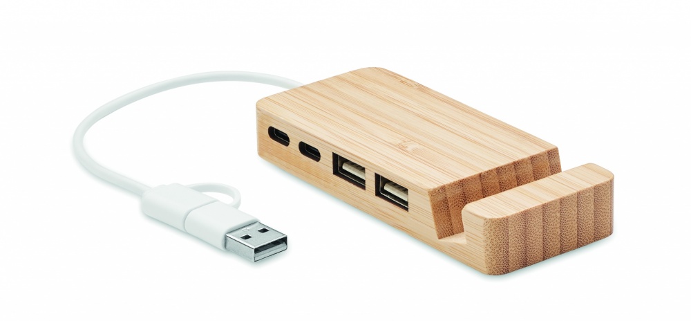 Logotrade promotional merchandise picture of: Bamboo USB 4 ports hub