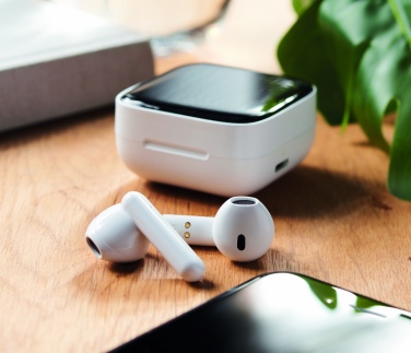 Logotrade promotional gift image of: TWS earbuds with solar charger