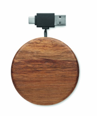 Logo trade promotional product photo of: Wireless charger in acacia 15W