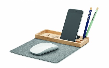Logo trade corporate gifts picture of: Wireless charger in bamboo 15W