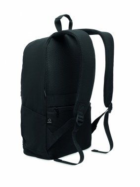 Logo trade promotional products image of: A 15-inch laptop backpack made of recycled pre-consumer cotton and recycled polyester with customizable printing.