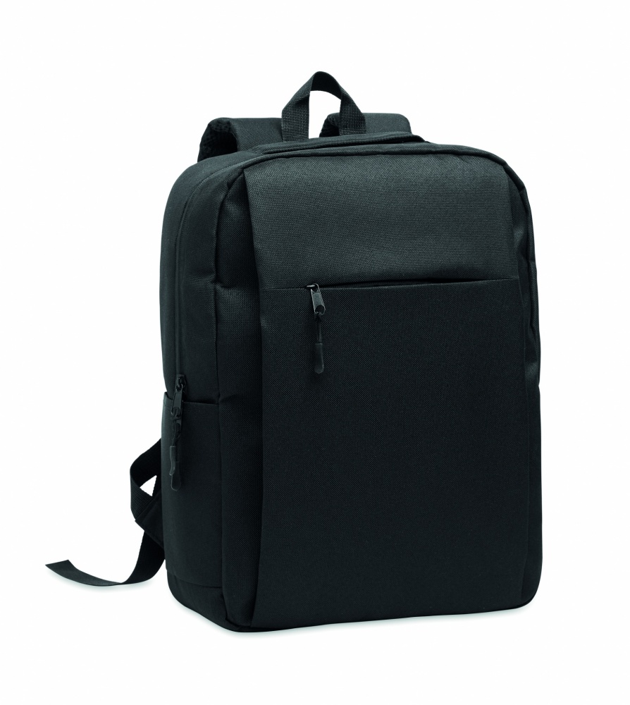 Logotrade advertising product picture of: Slim 15 inch laptop backpack made of 600D RPET polyester with a 210D lining and customizable printing