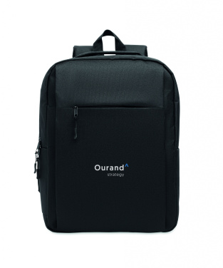 Logo trade advertising products image of: Slim 15 inch laptop backpack made of 600D RPET polyester with a 210D lining and customizable printing