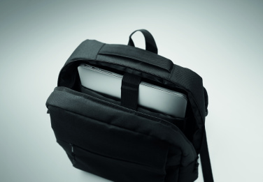 Logotrade promotional giveaways photo of: Slim 15 inch laptop backpack made of 600D RPET polyester with a 210D lining and customizable printing