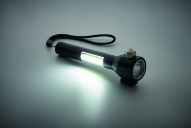 Logotrade promotional merchandise photo of: 3-in-1 aluminum flashlight with an emergency hammer and seatbelt cutter, customizable with printing