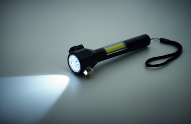 Logotrade corporate gifts photo of: 3-in-1 aluminum flashlight with an emergency hammer and seatbelt cutter, customizable with printing