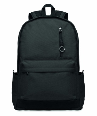 Logo trade promotional products image of: A 15-inch laptop backpack made of recycled pre-consumer cotton with customizable printing