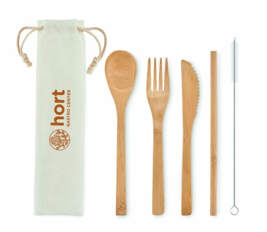 Logo trade promotional items image of: Bamboo cutlery with straw
