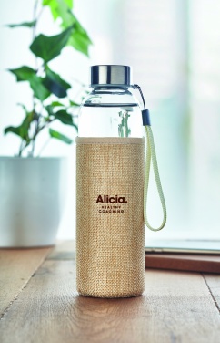 Logo trade advertising products image of: Glass bottle in pouch 500ml