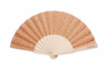 Logotrade promotional gift image of: Wood hand fan with cork fabric