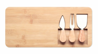Logo trade promotional merchandise picture of: Bamboo Cheese board set Leipzig