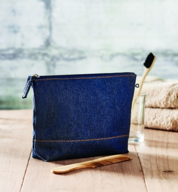 Logo trade business gift photo of: Recycled denim cosmetic pouch