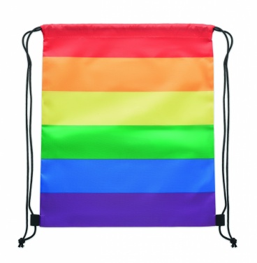 Logo trade promotional giveaways image of: Rainbow RPET drawstring bag