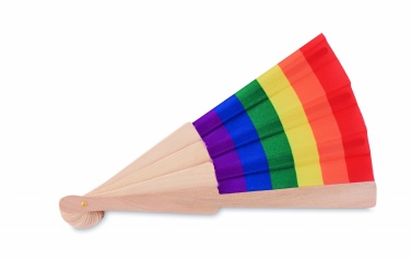 Logo trade advertising products picture of: Rainbow wooden hand fan
