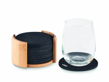 Logo trade advertising product photo of: RPET coasters in bamboo holder