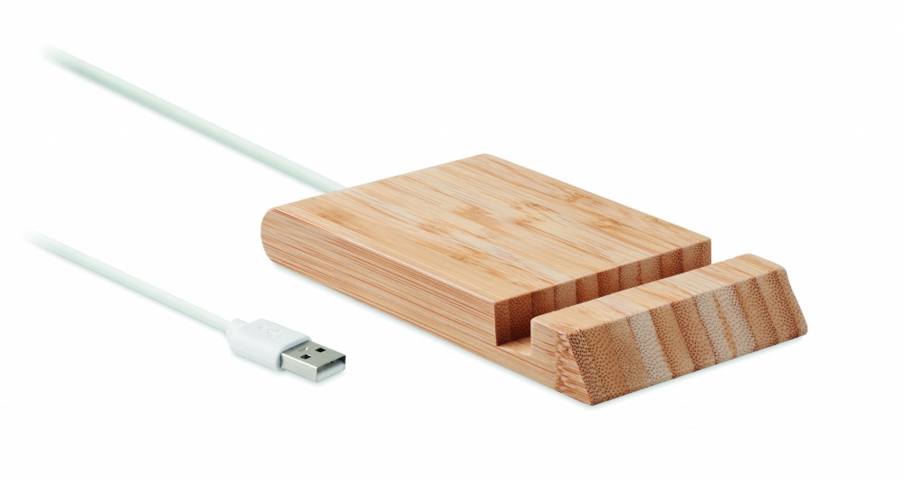 Logotrade promotional product image of: Bamboo wireless charger  10W ODOS