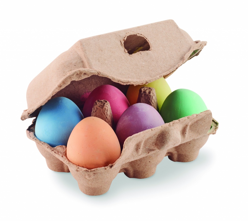 Logo trade promotional gift photo of: 6 chalk eggs in box