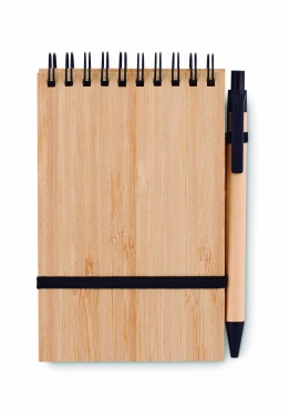 Logo trade business gift photo of: A6 bamboo notepad with pen SONORABAM