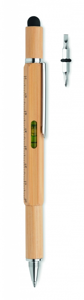 Logo trade business gift photo of: Spirit level pen in bamboo