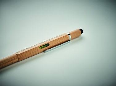 Logo trade business gifts image of: Spirit level pen in bamboo