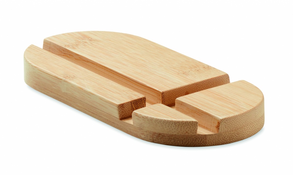 Logo trade promotional giveaways image of: Bamboo tablet/smartphone stand