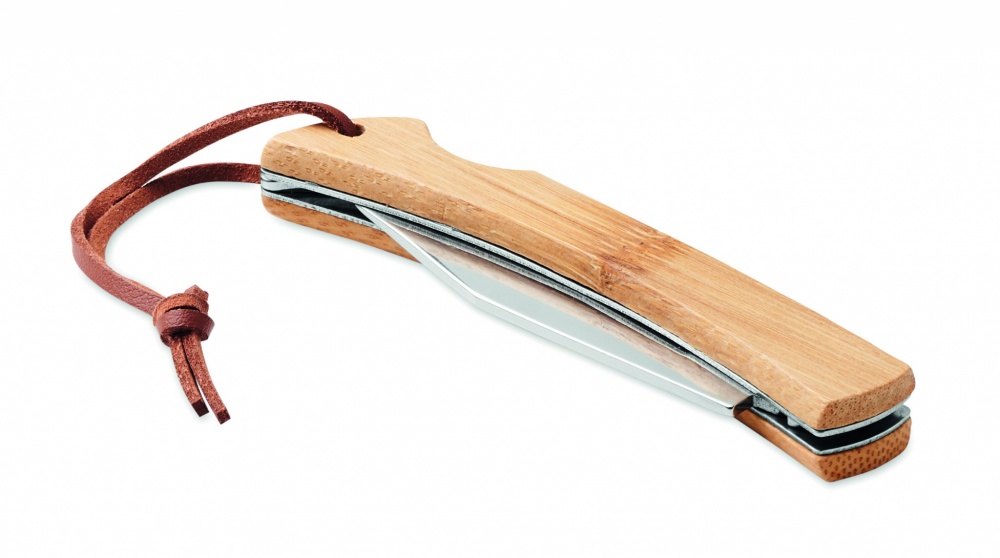 Logo trade business gifts image of: Foldable knife in bamboo