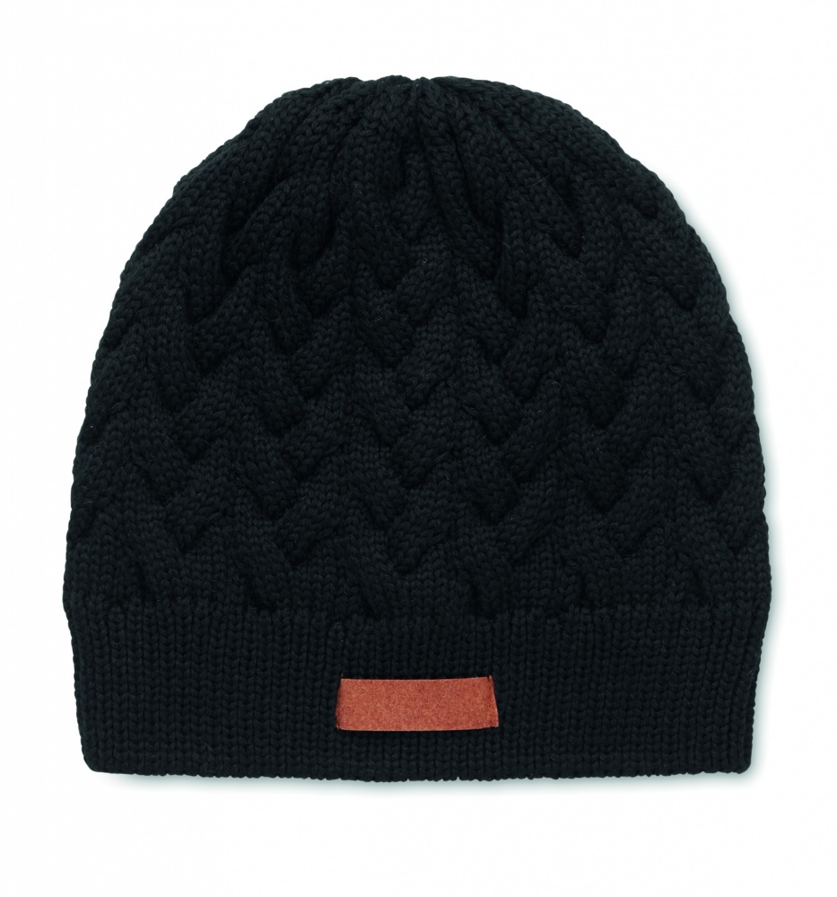 Logo trade promotional gift photo of: Cable knit beanie in RPET