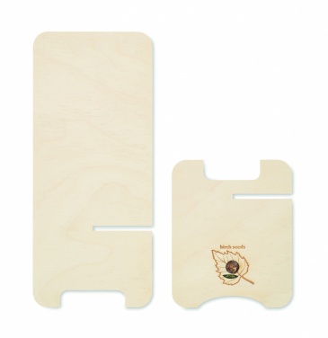 Logo trade promotional gifts image of: Birch Wood phone stand