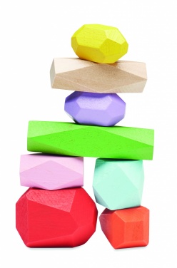 Logo trade promotional item photo of: 8 stacking wood rocks in pouch