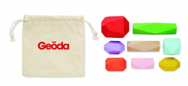 Logo trade promotional merchandise picture of: 8 stacking wood rocks in pouch
