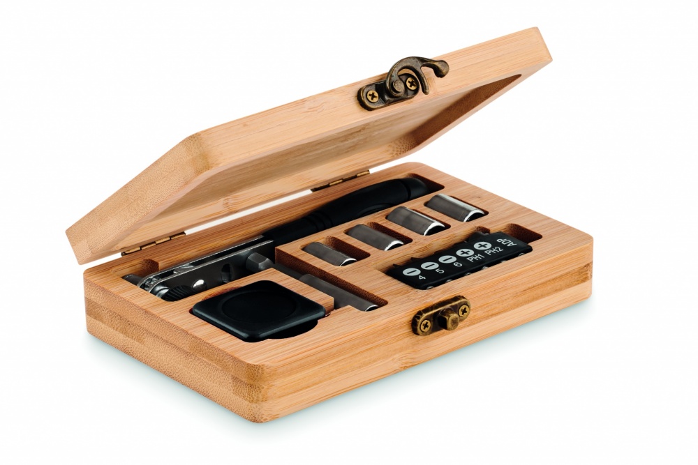 Logotrade promotional item picture of: 13 piece tool set, bamboo case