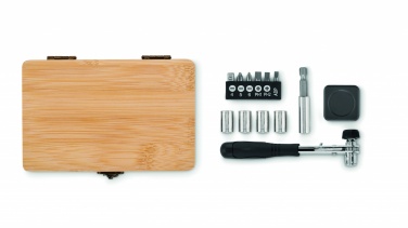 Logo trade promotional products image of: 13 piece tool set, bamboo case