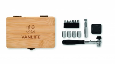 Logo trade promotional items picture of: 13 piece tool set, bamboo case