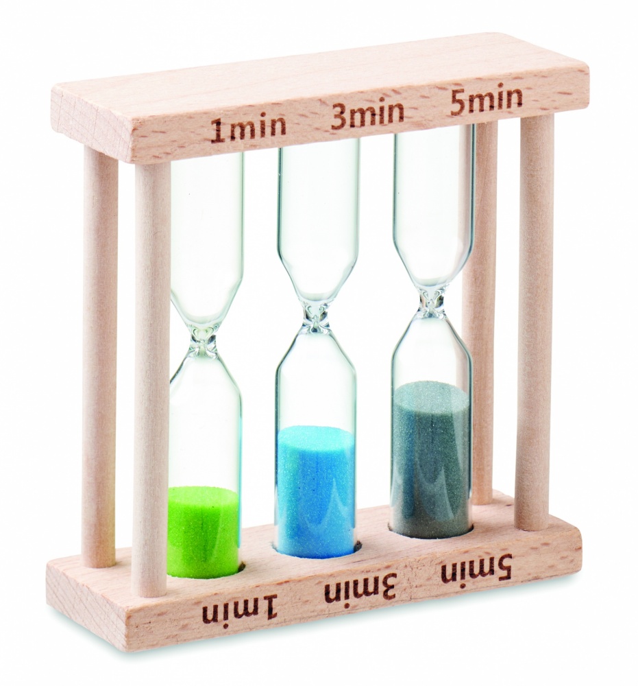 Logo trade promotional merchandise image of: Set of 3 wooden sand timer