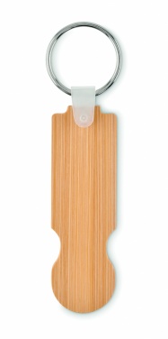Logo trade promotional giveaways picture of: Bamboo euro token key ring Rauma