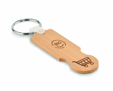 Logotrade corporate gift picture of: Bamboo euro token key ring Rauma