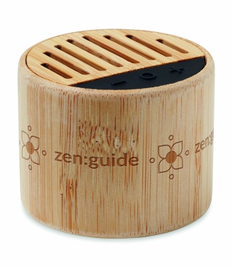 Logo trade advertising products image of: Round bamboo wireless speaker