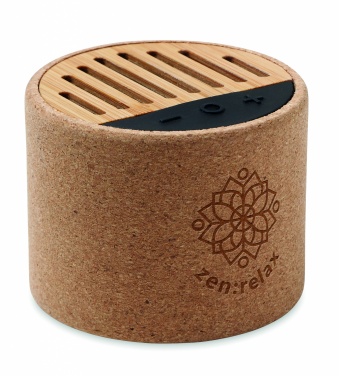 Logo trade corporate gifts image of: Round cork wireless speaker