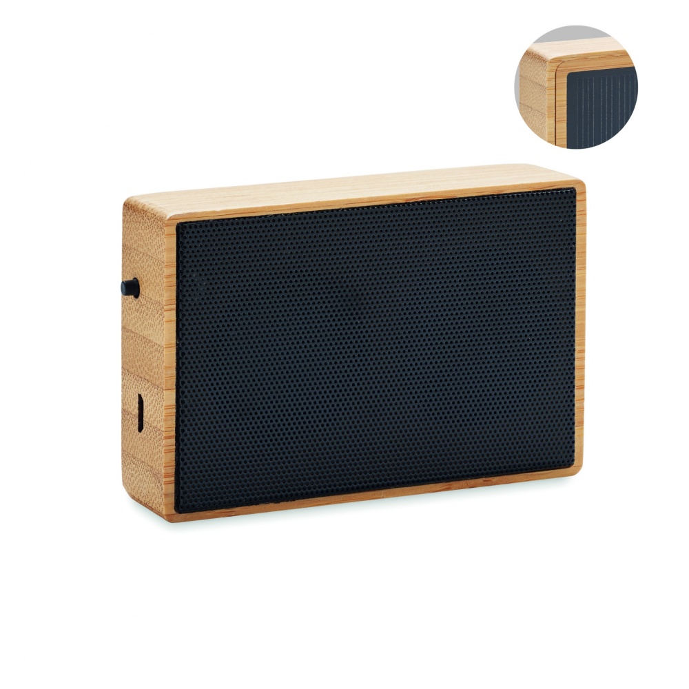 Logo trade promotional products image of: Solar bamboo wireless speaker