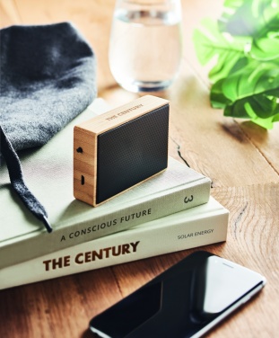 Logo trade advertising products picture of: Solar bamboo wireless speaker