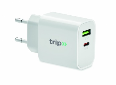 Logotrade promotional item picture of: 18W 2 port USB charger EU plug