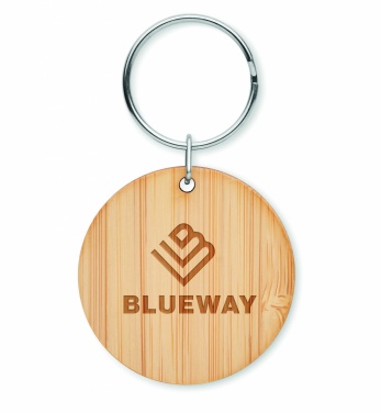 Logo trade business gift photo of: Round bamboo key ring Pieksämäki