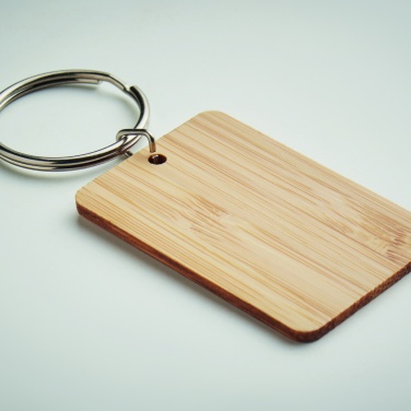 Logo trade corporate gift photo of: Rectangular bamboo key ring Riihimäki