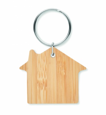 Logo trade corporate gifts image of: House shaped bamboo key ring Järvenpää
