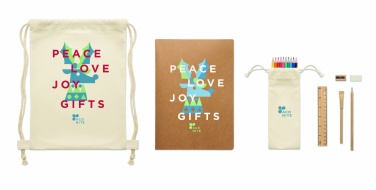 Logo trade promotional giveaway photo of: Kids drawing set in drawstring