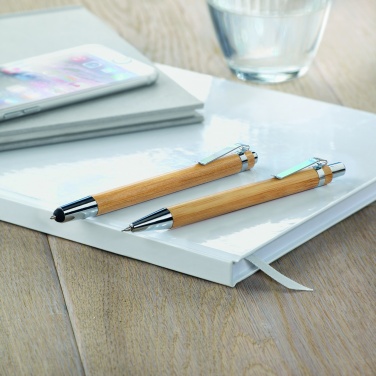 Logo trade promotional product photo of: Bamboo pen and pencil set
