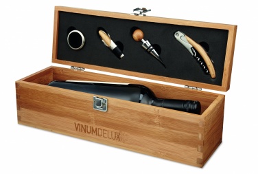 Logo trade promotional gifts image of: Wine set in bamboo box